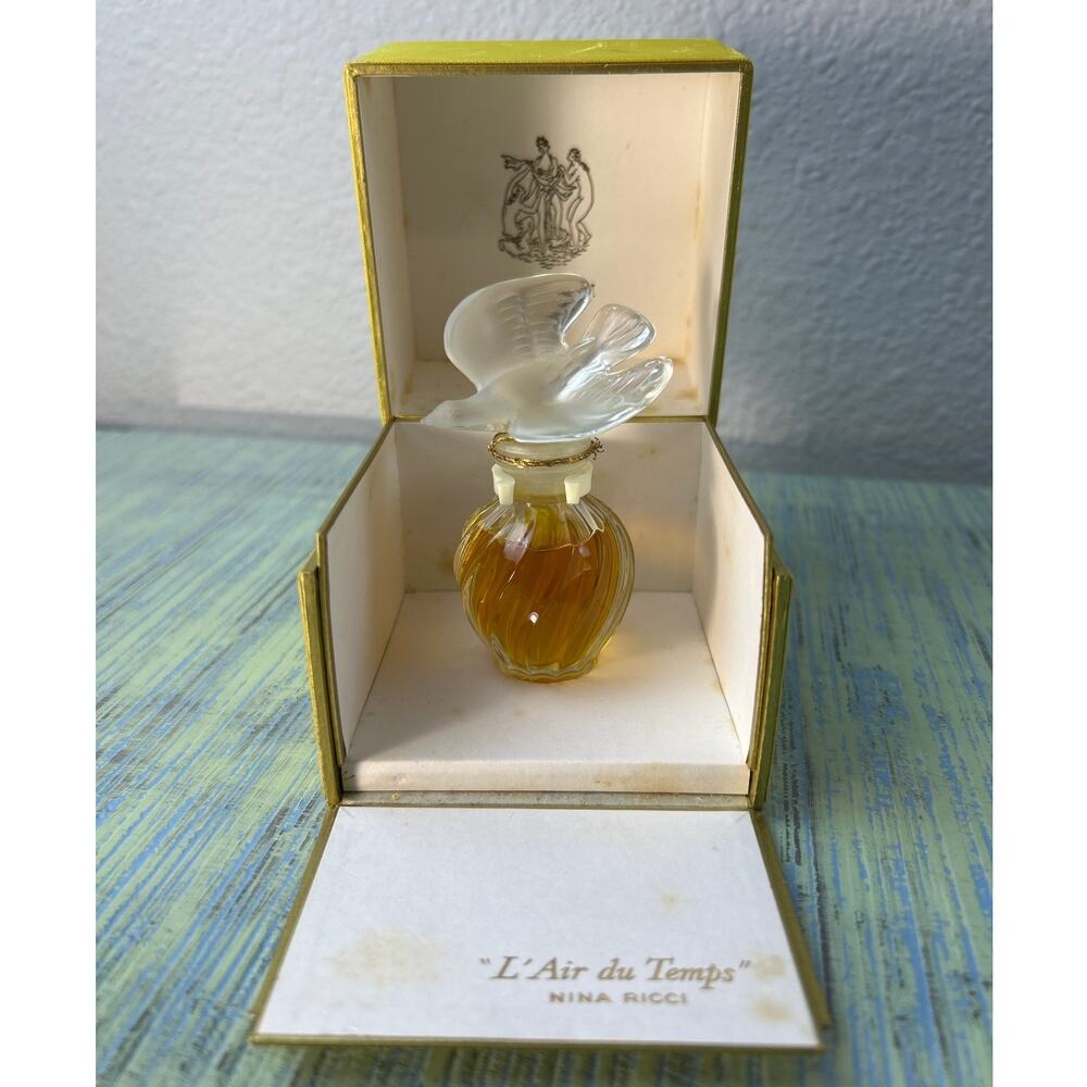 Vintage Nina Ricci L'Air du Temps Lalique Single Dove Pure Perfume Miniature Box